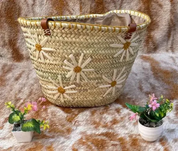 Trendy Moroccan Straw Basket Bag - Image 3