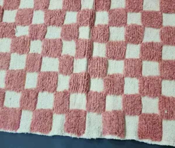 Checkered Rug​ , Pink And White Rug - Image 2