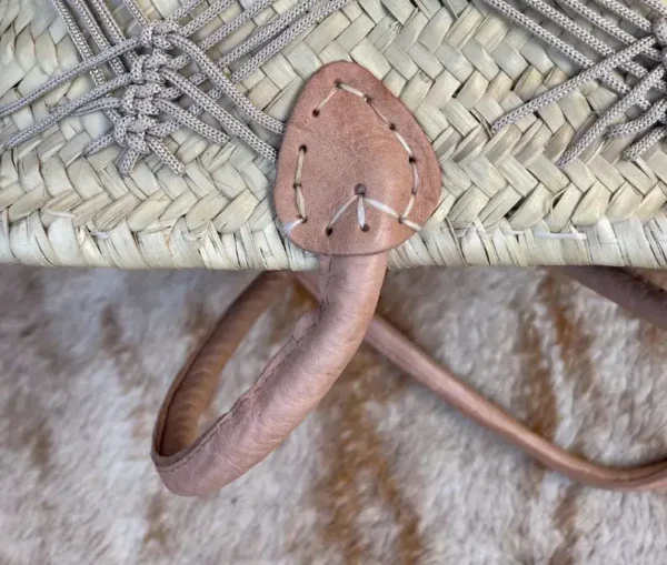 Classic Straw Bag with Leather Handles - Image 2